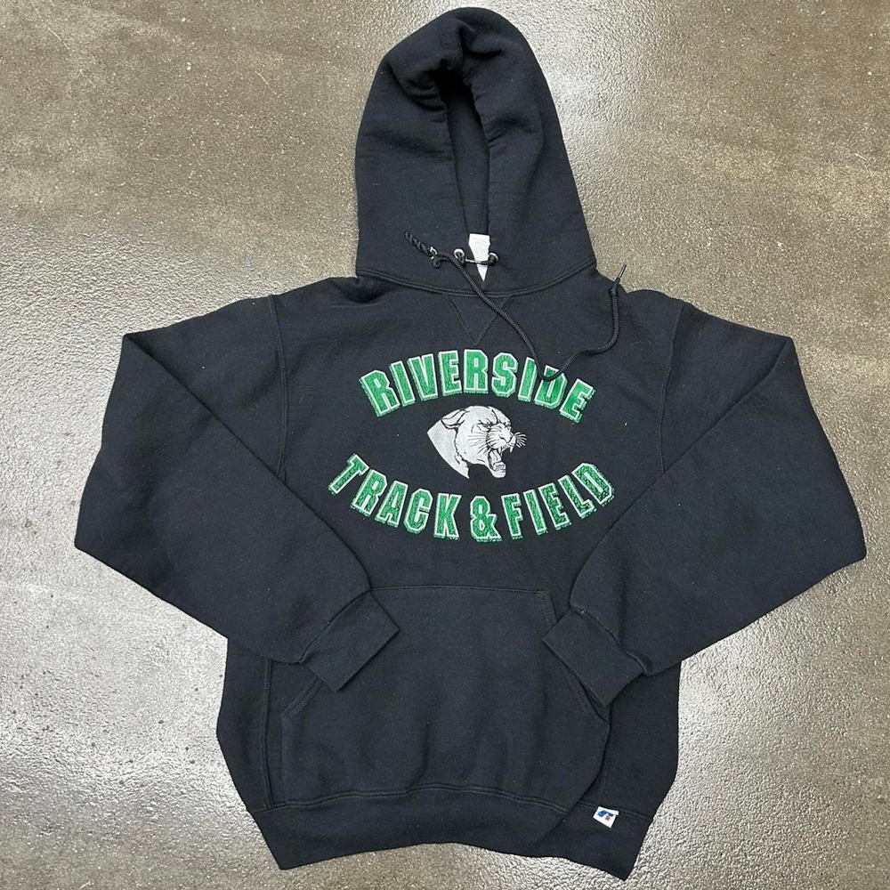 Y2K Riverside Russell Athletics Black Pullover Men's Size Small Crewneck Hoodie